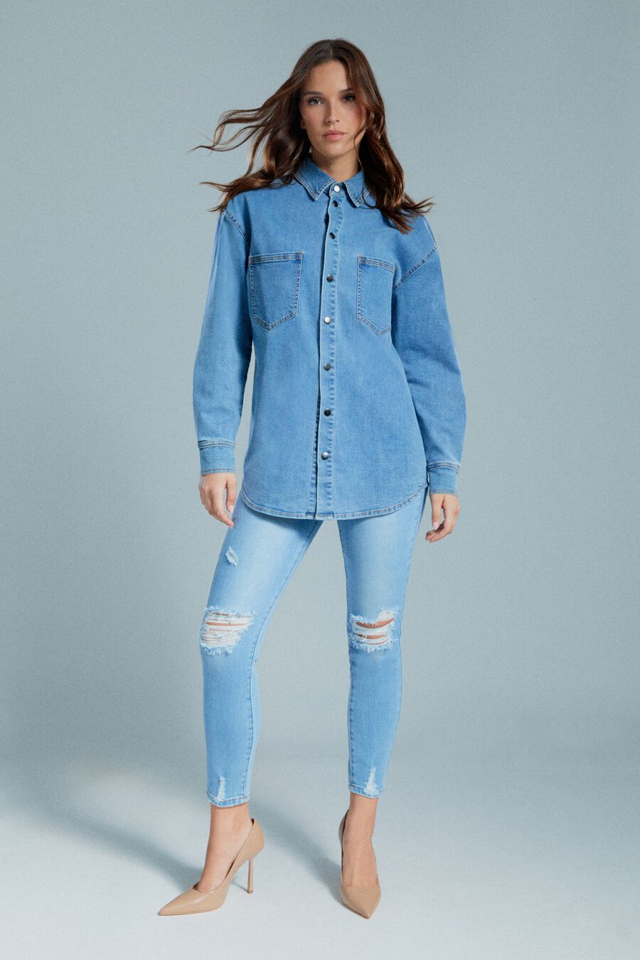 OVERSIZED DENIM SHIRT in colour ACID