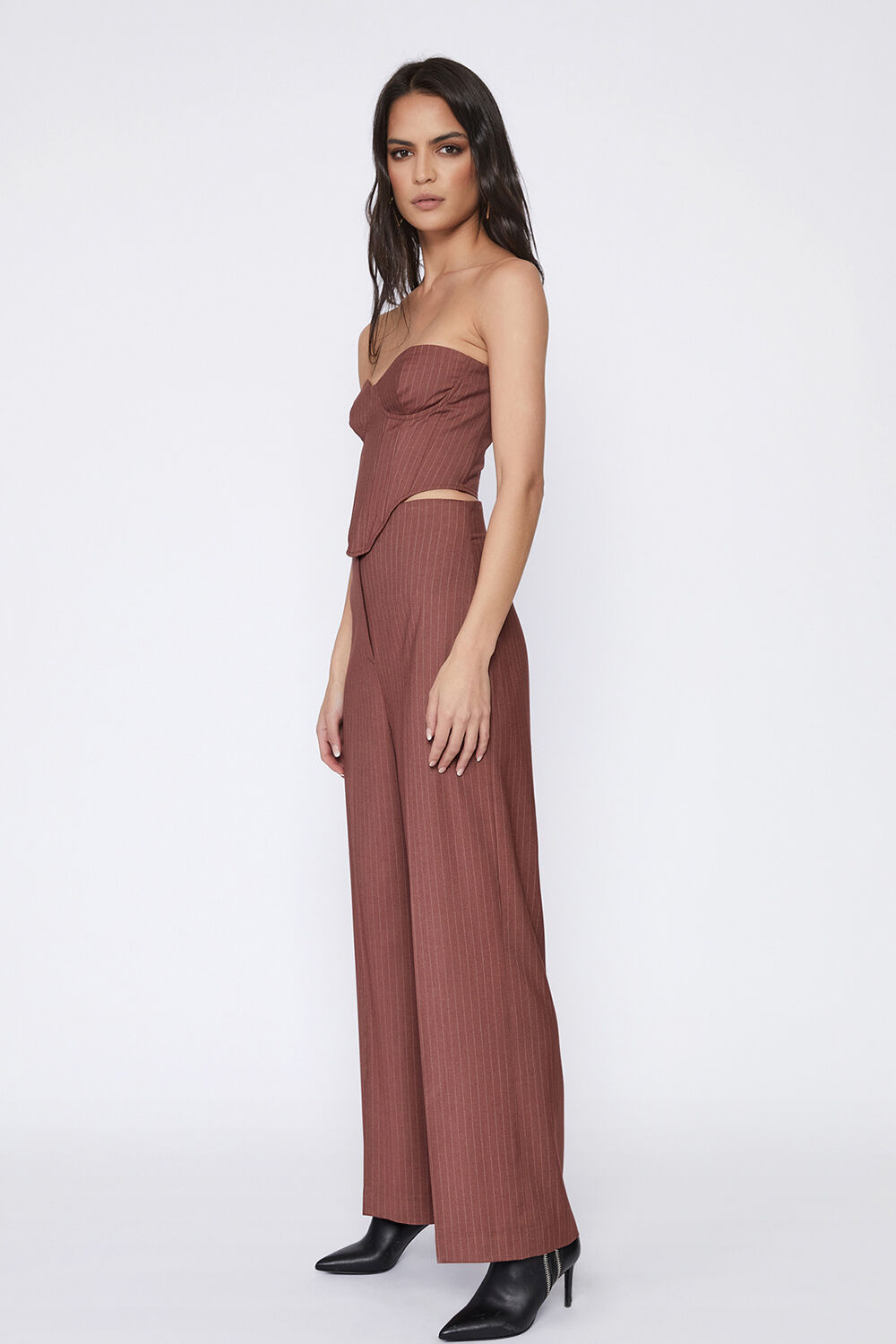 PIN STRIPE BUSTIER in colour CHESTNUT STRIPE