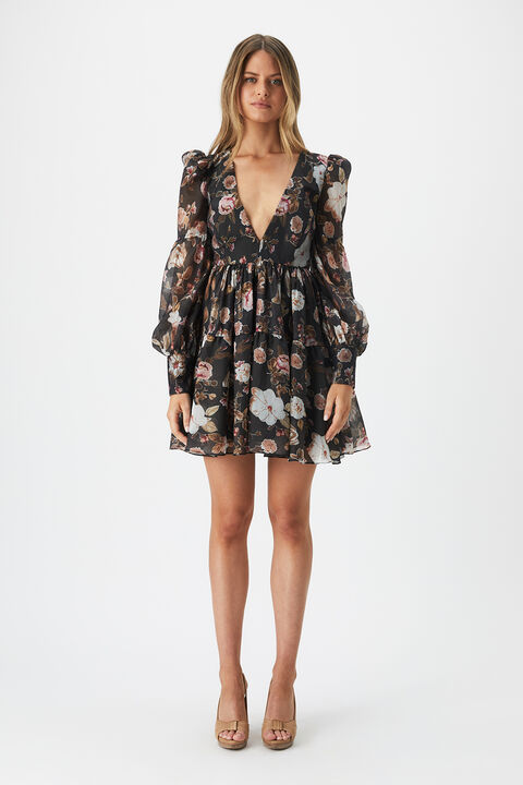 REIGN MINI FLORAL DRESS in colour SODALITE BLUE