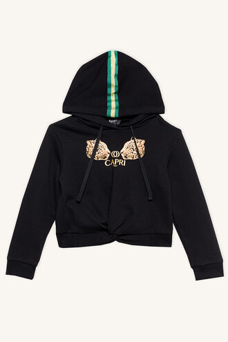 LEOPARD TWIST HOODIE in colour JET BLACK