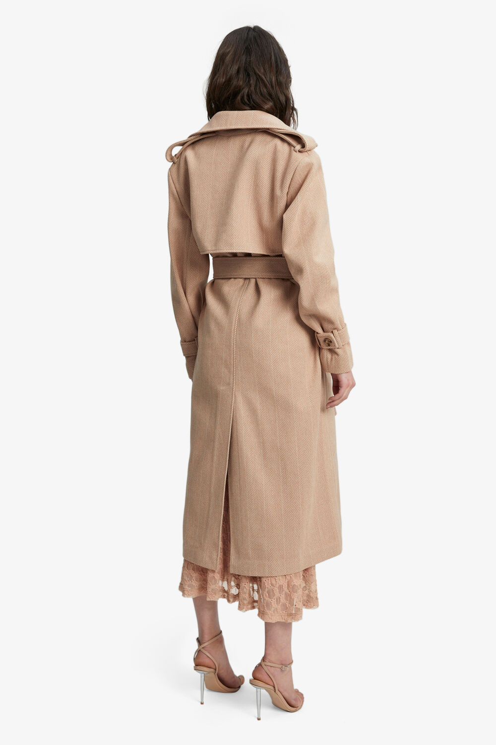 OVERSIZED HERRINGBONE TRENCH in colour JET SET