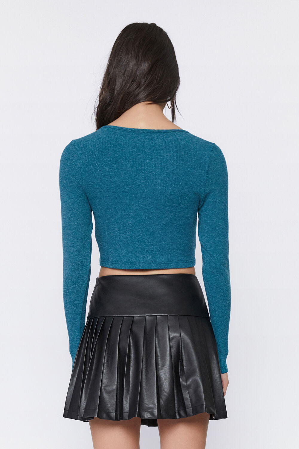 VEGAN LEATHER PLEAT SKIRT in colour CAVIAR