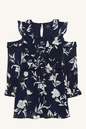 LULU RUFFLE DRESS in colour BLACK IRIS