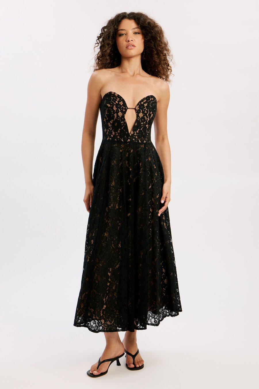 Opal Volume Lace Midi Dress