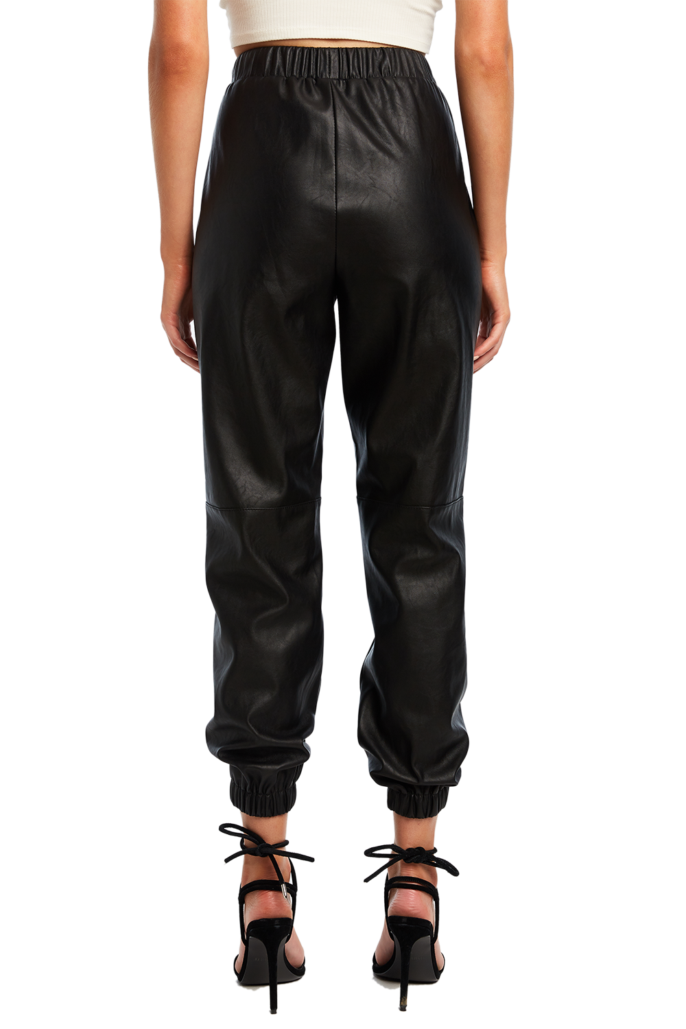 black pu jogger