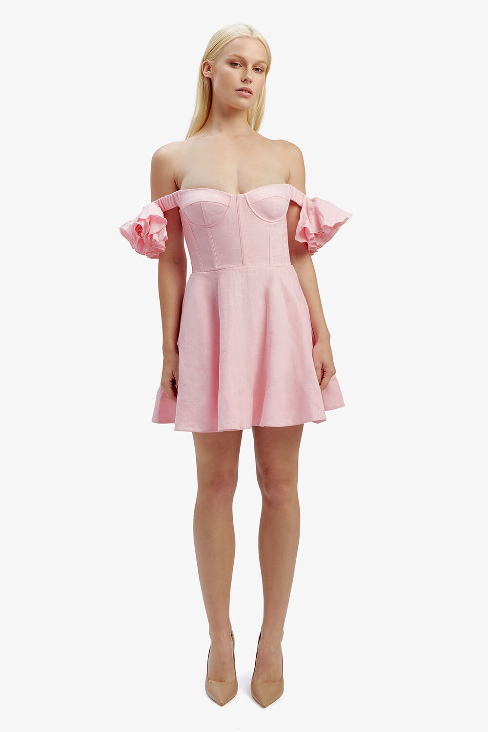 Light pink top bardot dress