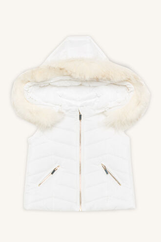 QUILTED FUR GILET in colour CLOUD DANCER