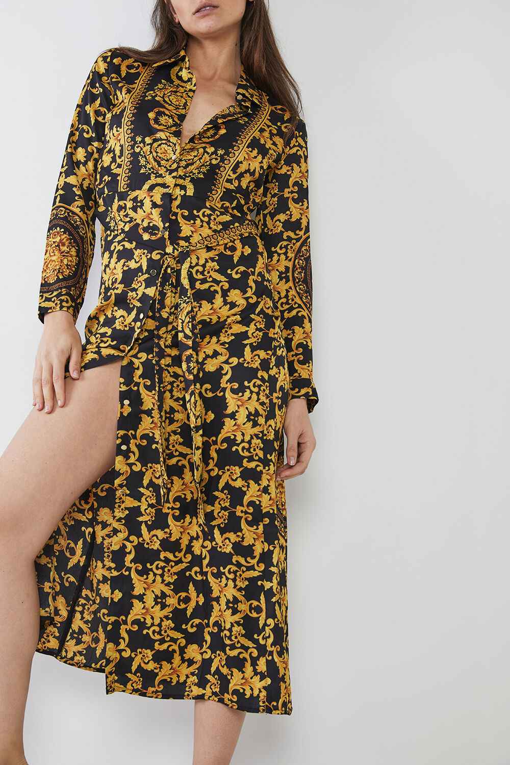 Bailey Shirt Dress in Gold Scarf | Bardot