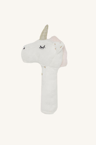 STARDUST UNICORM RATTLE in colour WHITE ALYSSUM