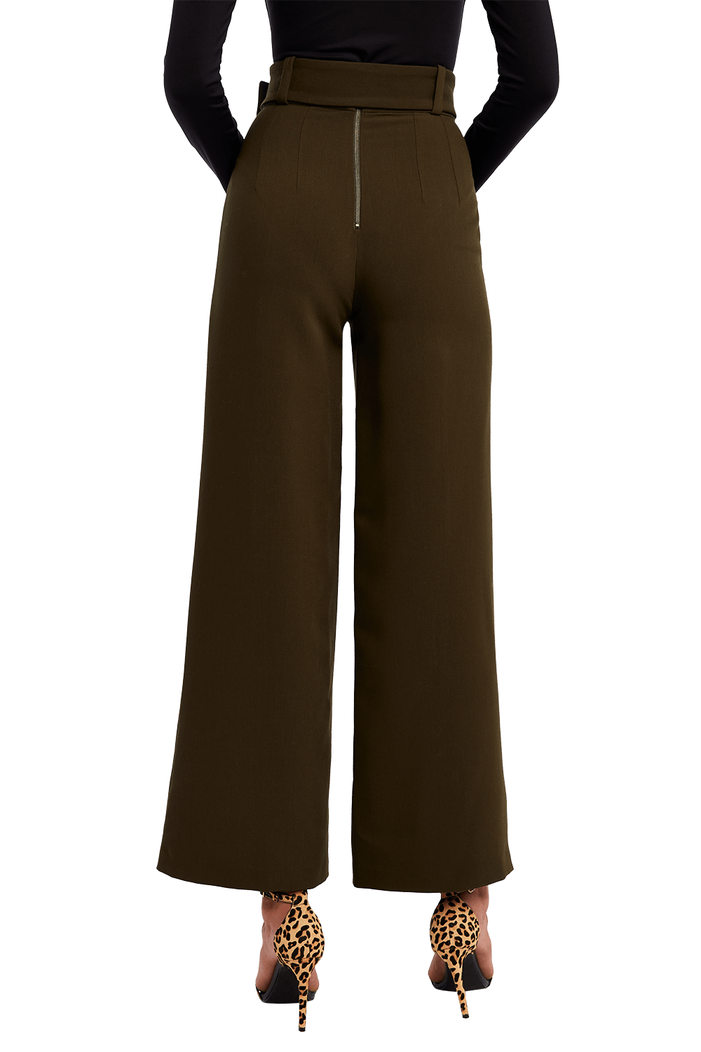 Wide Leg Buckle Pant in Olive | Bardot