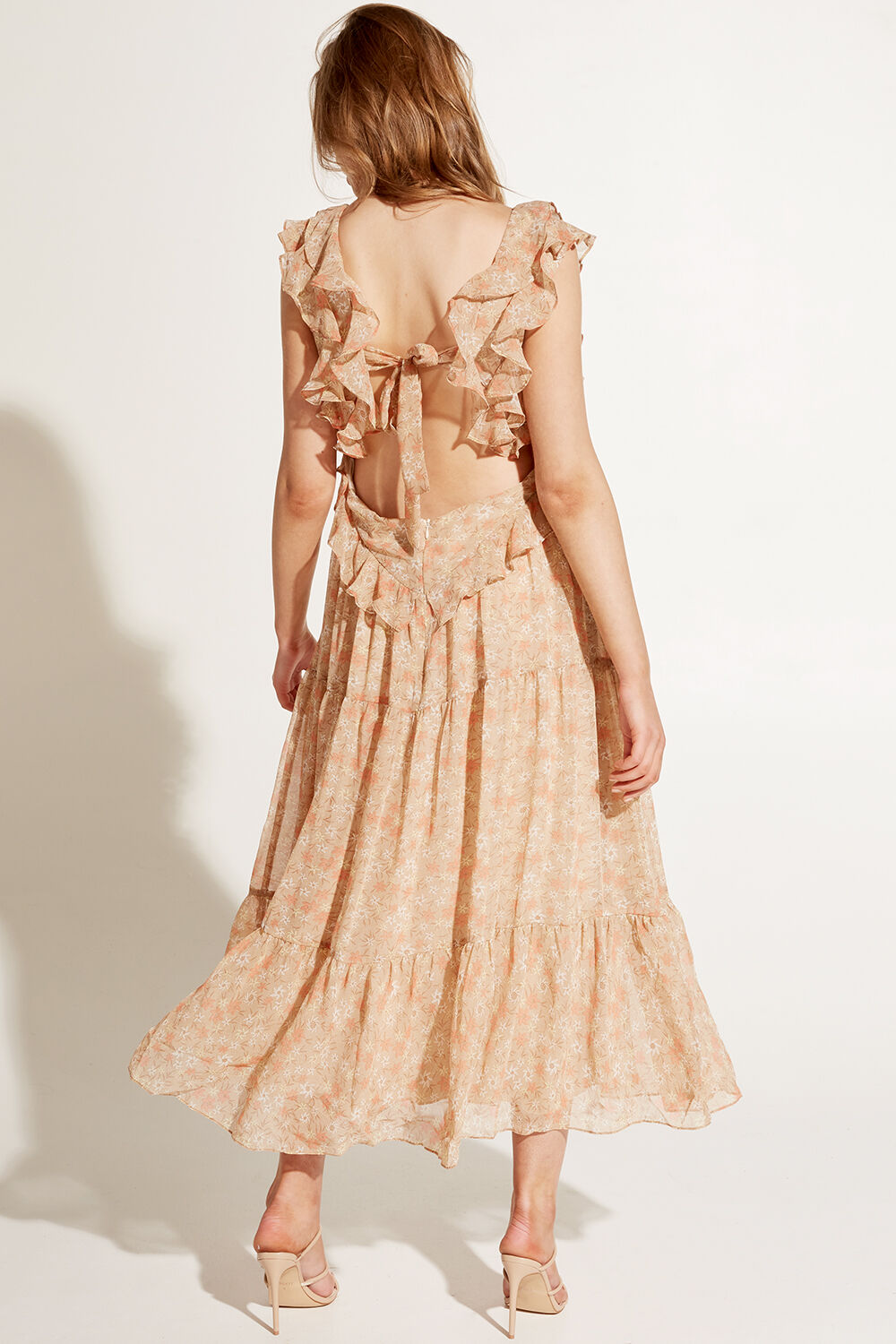 SIMONA FLORAL DRESS in colour CREAM TAN