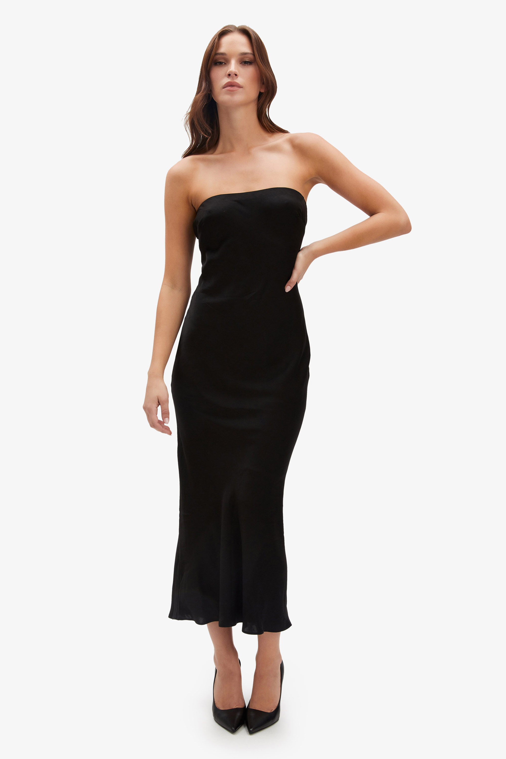 Black strapless slip sales dress
