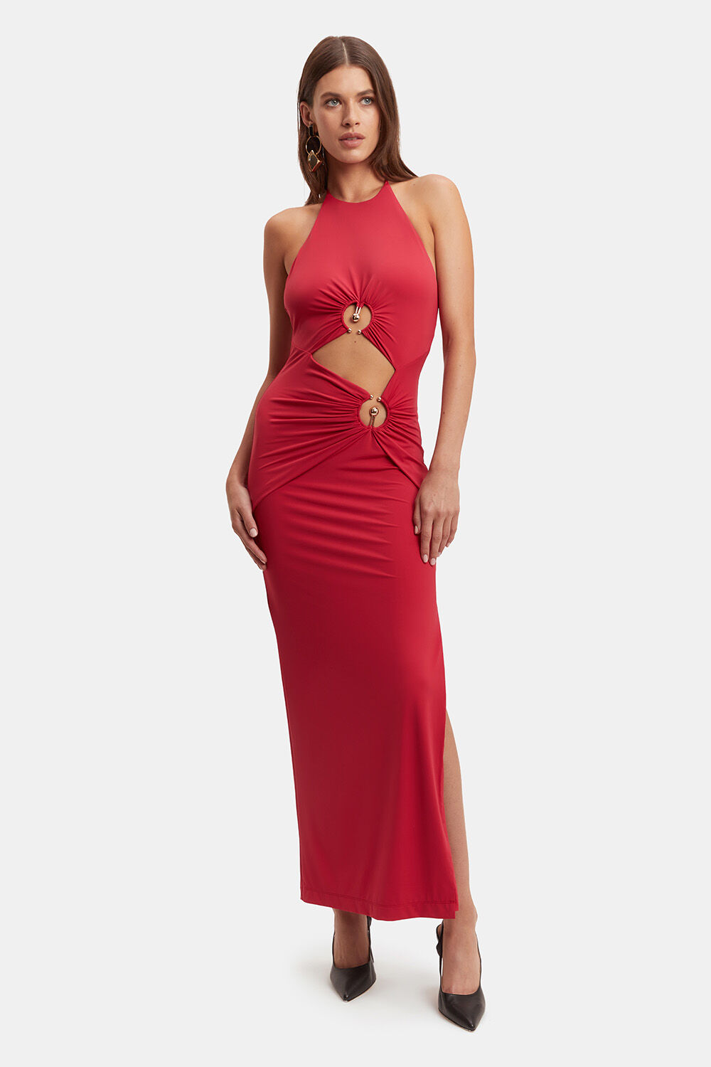 Red bardot new arrivals evening dress