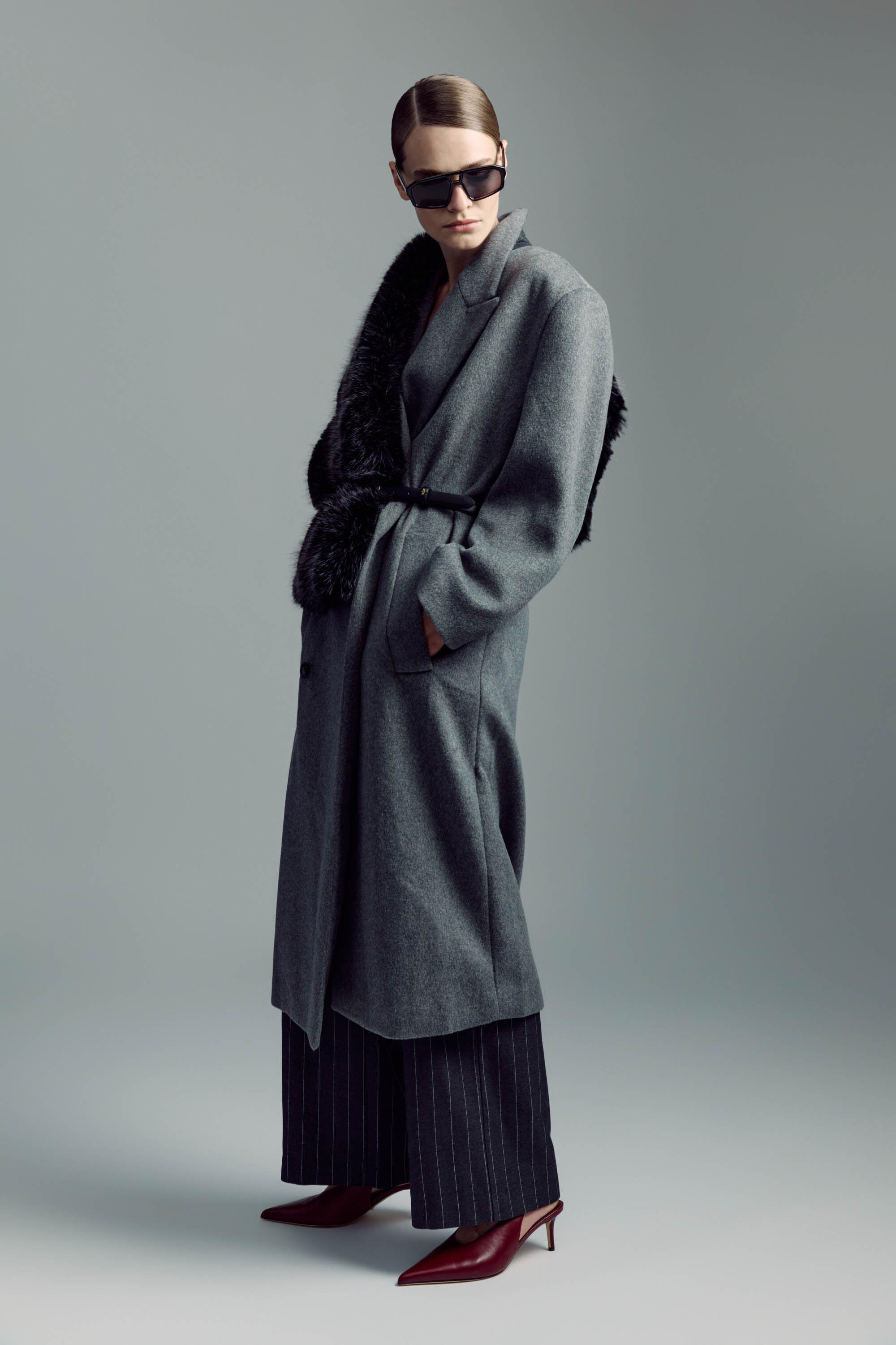 Classic Oversized Coat In Grey Bardot