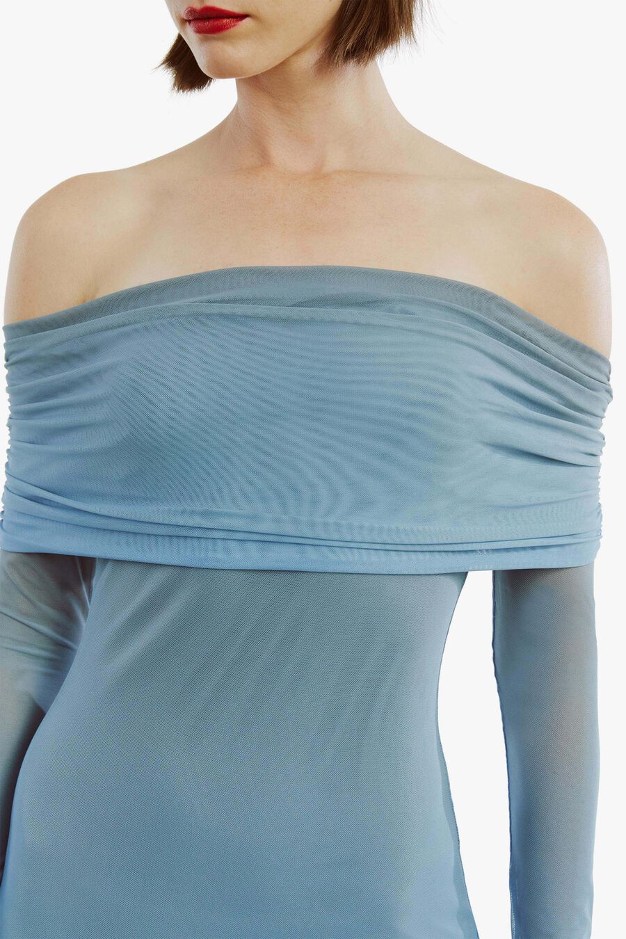 SAPHIA MESH MAXI DRESS in colour BLUE/PINK