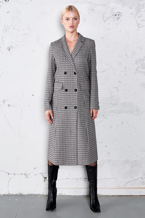 CLASSIC GREY CHECK COAT in colour BIRCH
