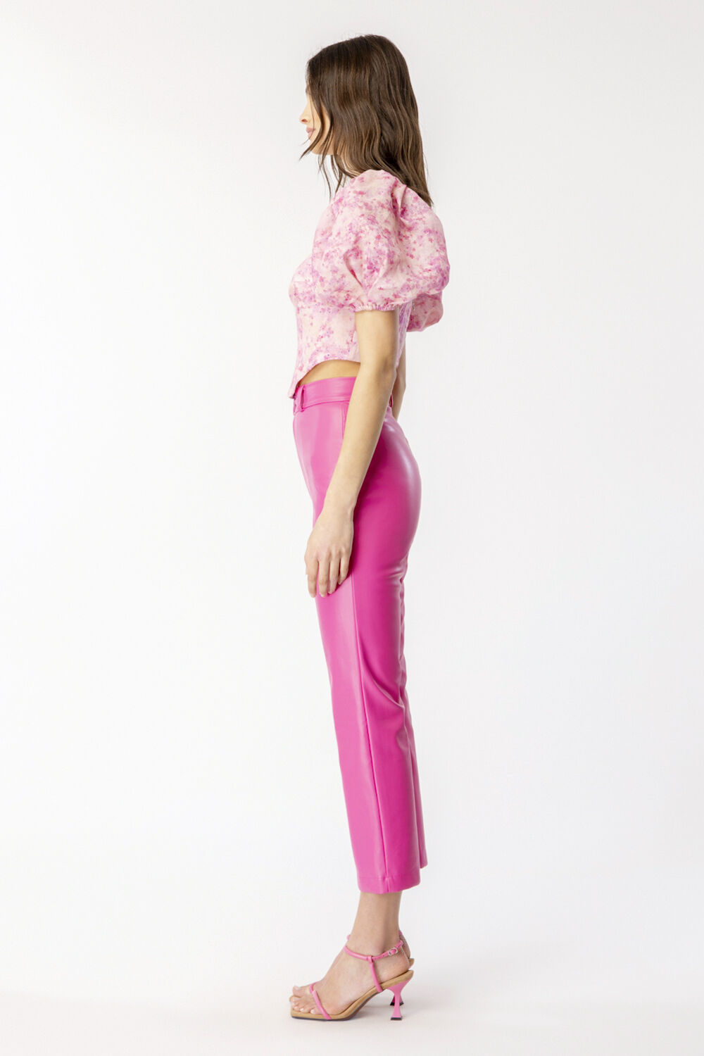 POLLY LEATHER PANT in colour HOT PINK