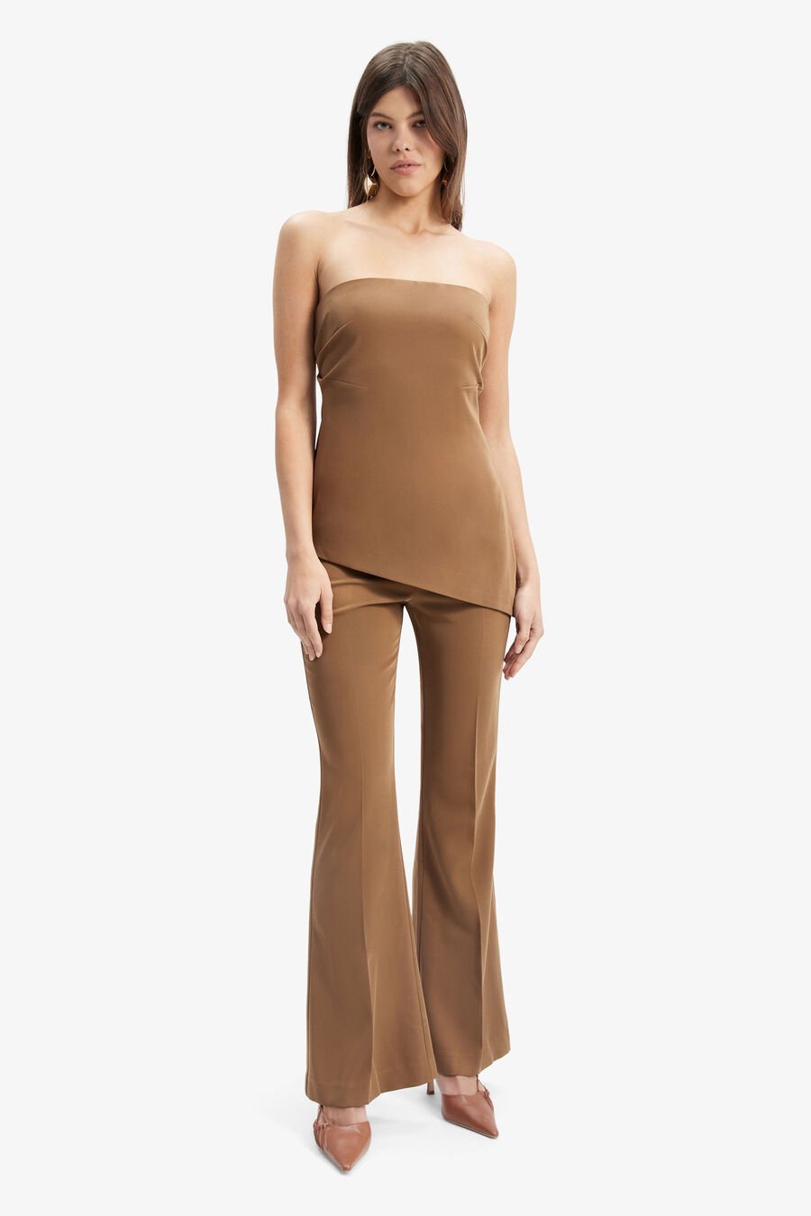COSMOS STRAPLESS TOP in colour CHOCOLATE