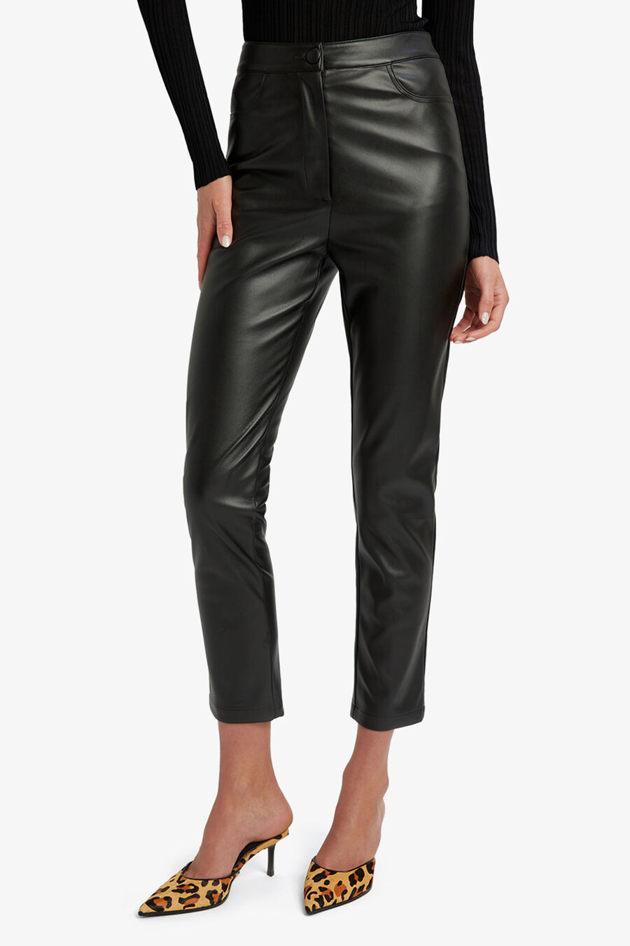 PEARSON VEGAN LEATHER PANT in colour BLACK