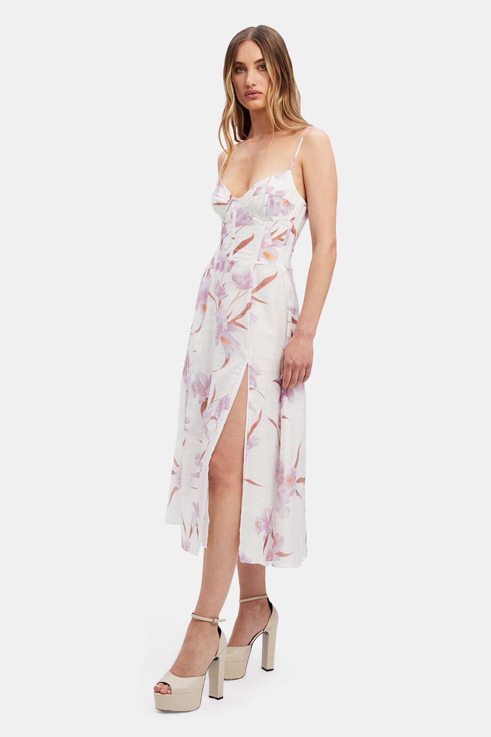 ZETA FLORAL MIDI DRESS in colour YELLOW IRIS