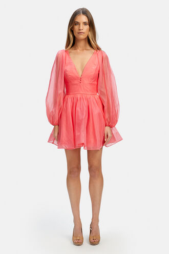 EVA ORGANZA MINI DRESS in colour DEEP SEA CORAL