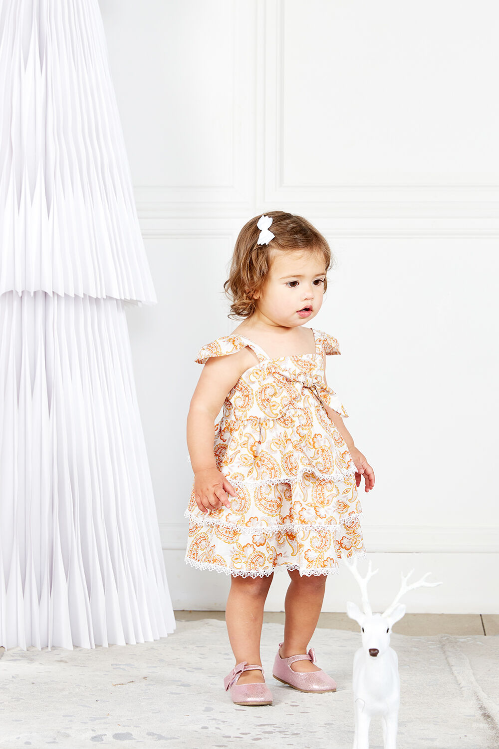 Abigail Tier Dress in colour AMBER BROWN