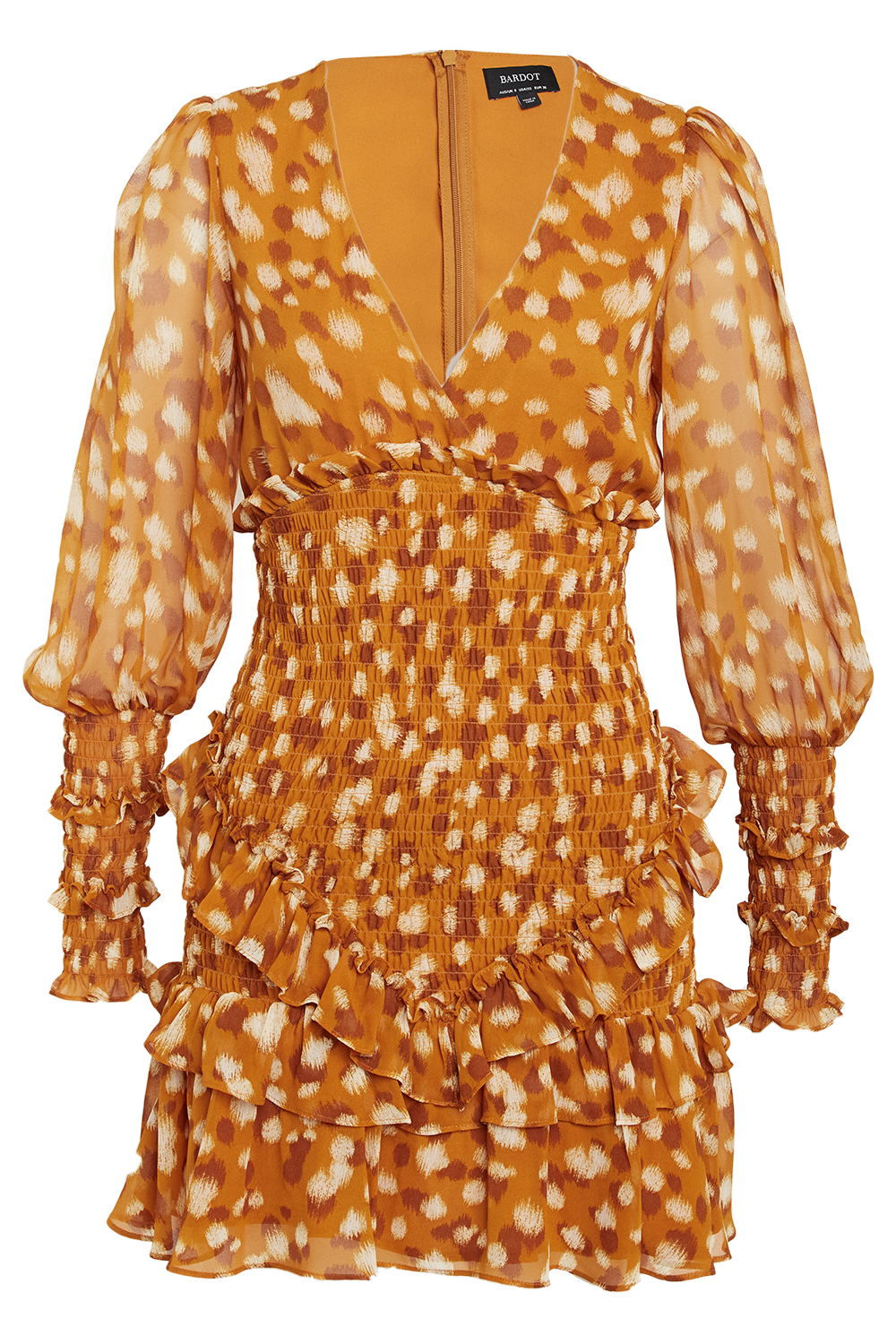 BAMBINA FRILL DRESS in colour GOLDEN OCHRE