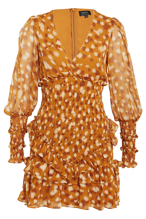BAMBINA FRILL DRESS in colour GOLDEN OCHRE
