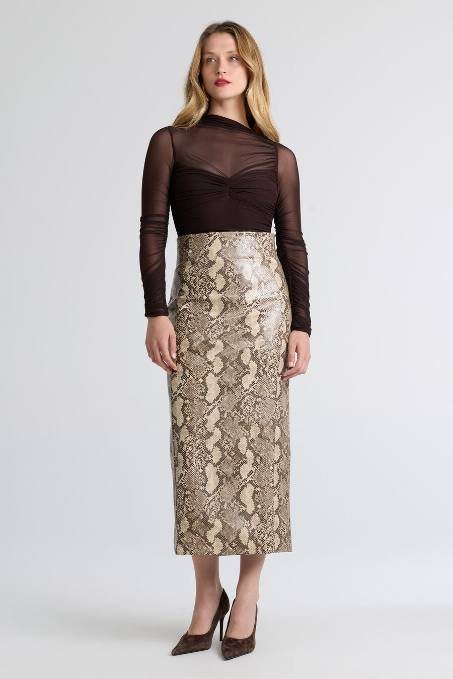 Erica Faux Snakeskin Skirt