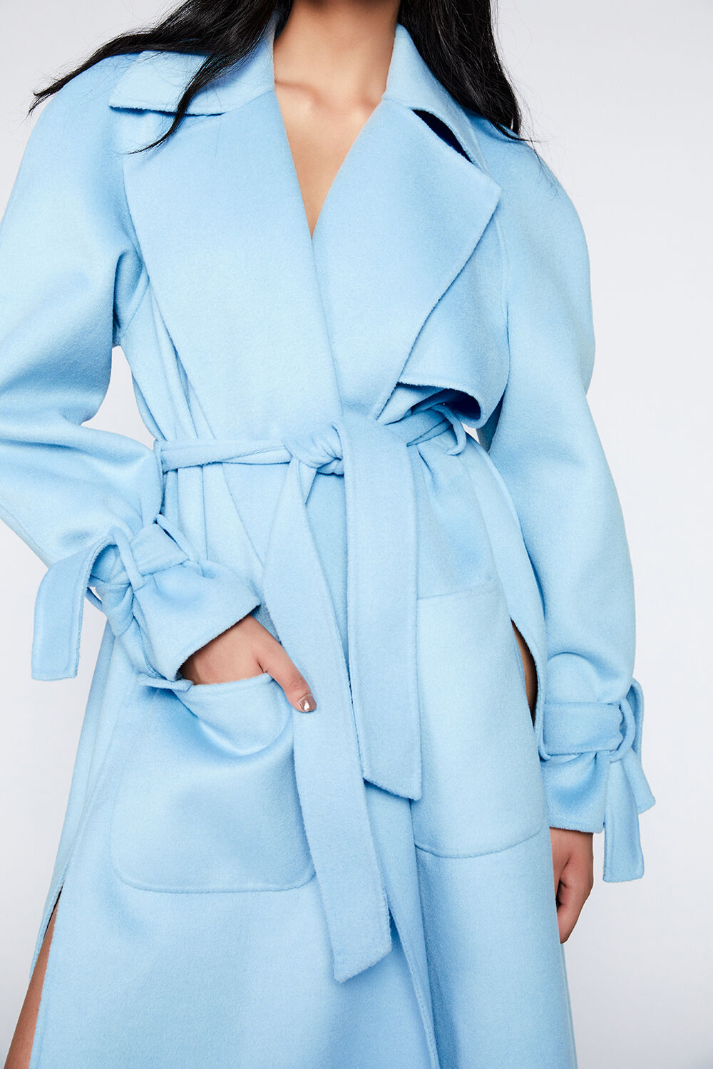 WOOL-RICH OVERSIZED TRENCH COAT in colour CROWN BLUE