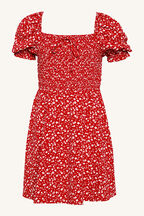 Holly Shirred Dress in colour RIBBON RED