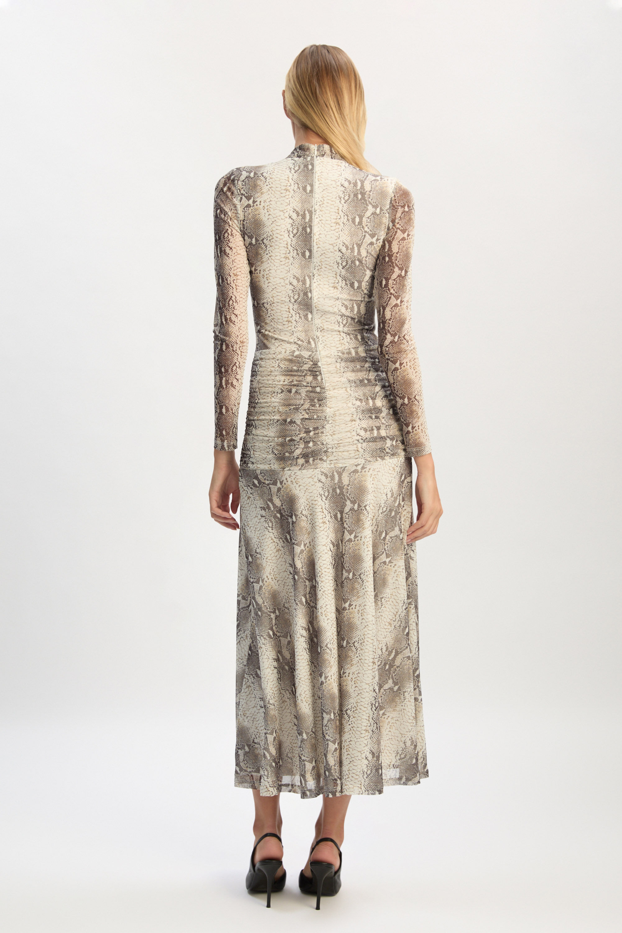 shape taupe snake print slinky ruched bardot midi dress shape taupe snake print slinky ruched bardot midi dress