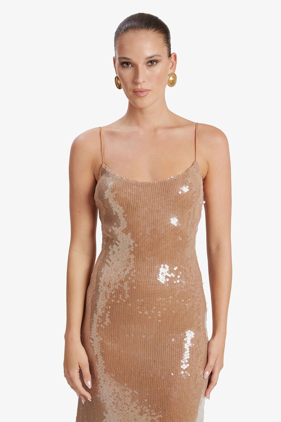 RAMIRA SEQUIN MAXI DRESS in colour NUDE