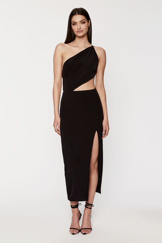LUNA CUT OUT MIDI DRESS in colour CAVIAR
