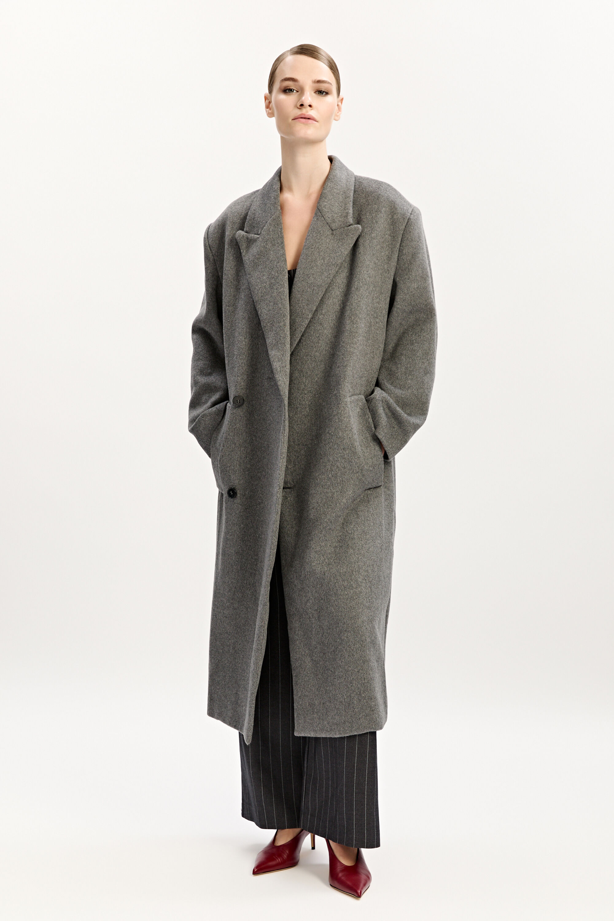 Classic Oversized Coat In Grey | Bardot
