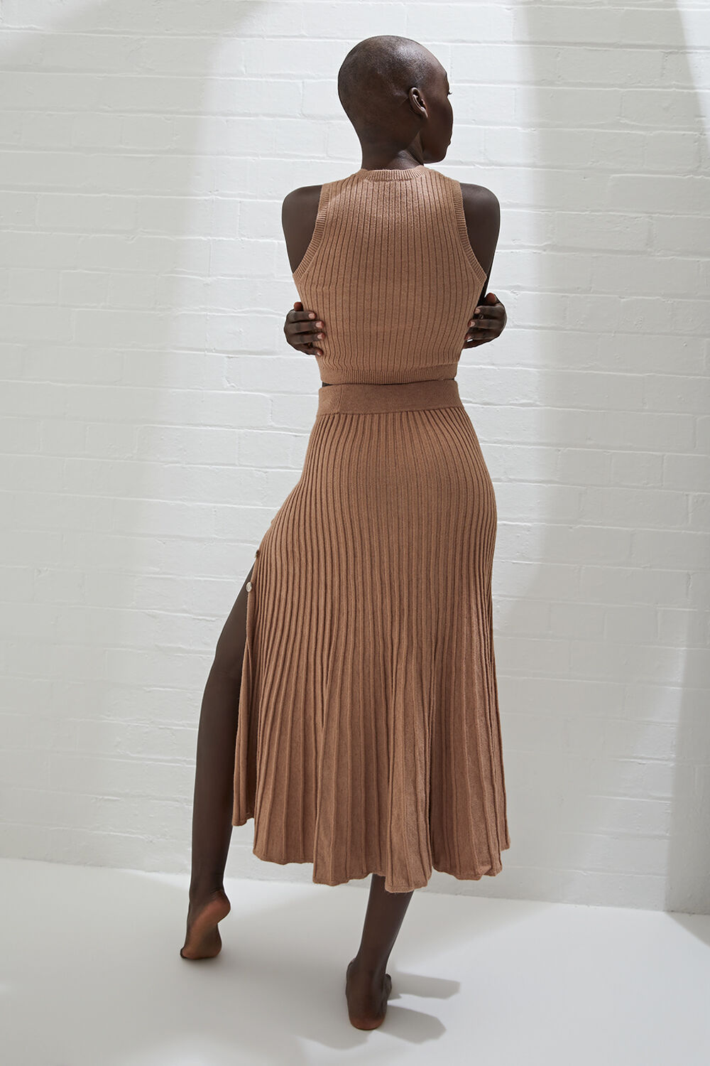 Ribbed button skirt clearance