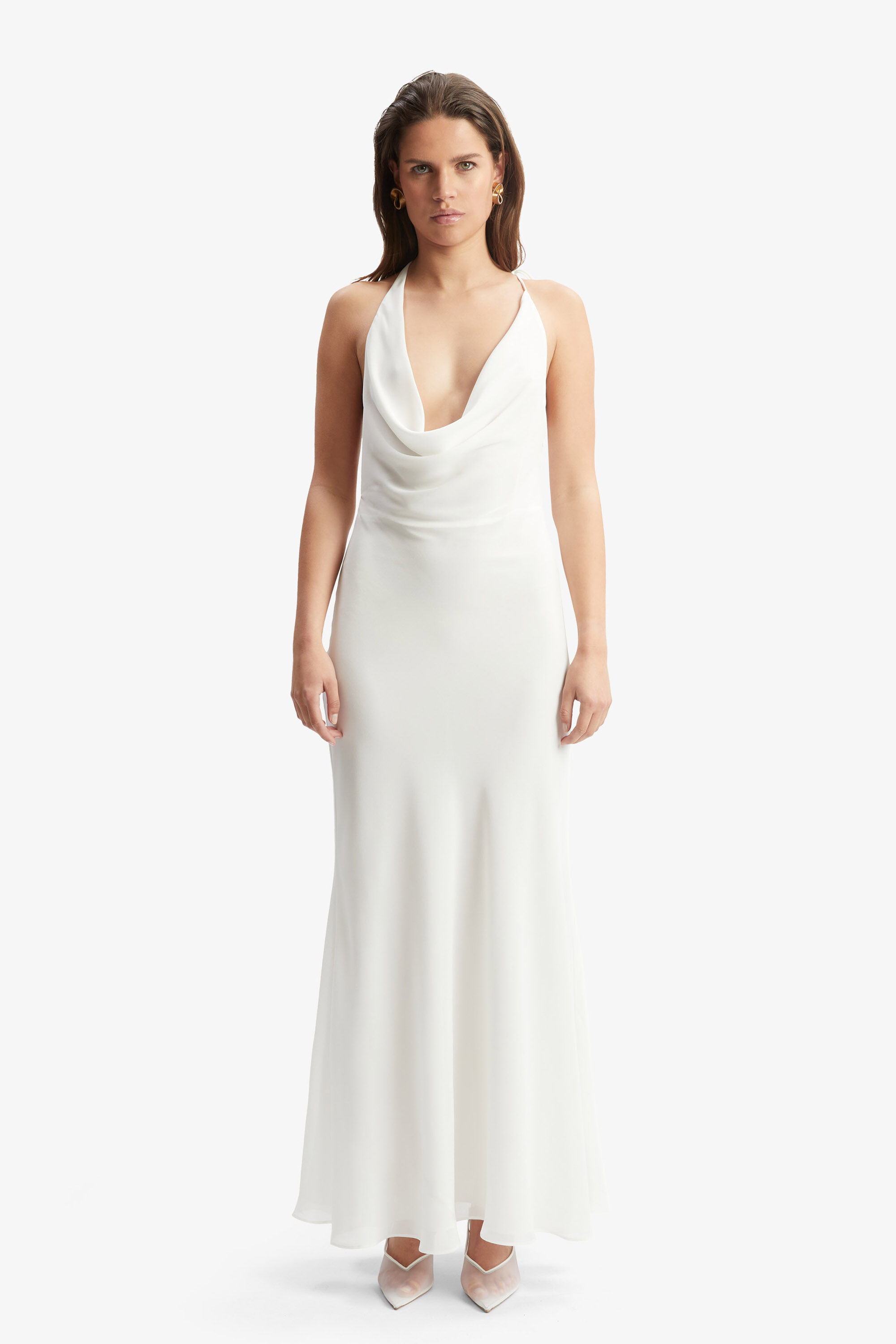 Cherie Cowl Neck Maxi Dress In Orchid White | Bardot