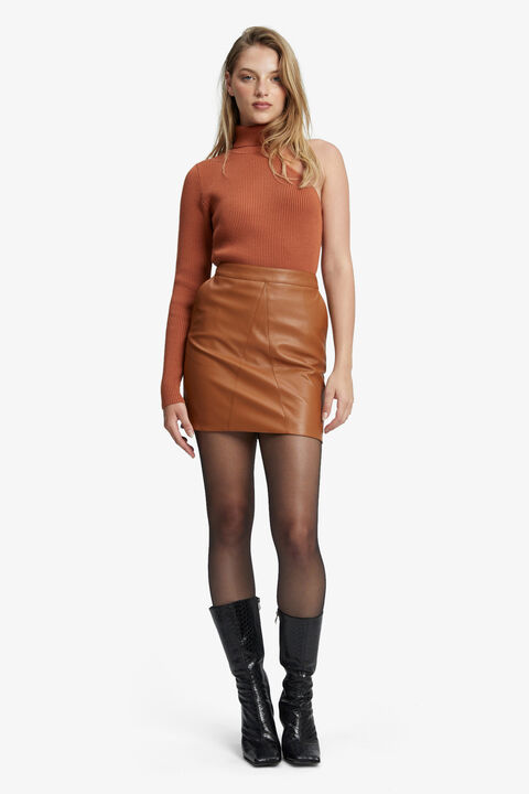 ALEXIS VEGAN LEATHER SKIRT in colour TAN