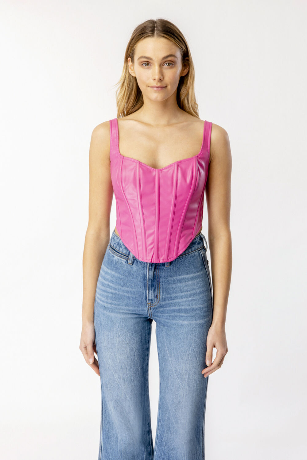 Vegan Leather Corset Bustier in Hot