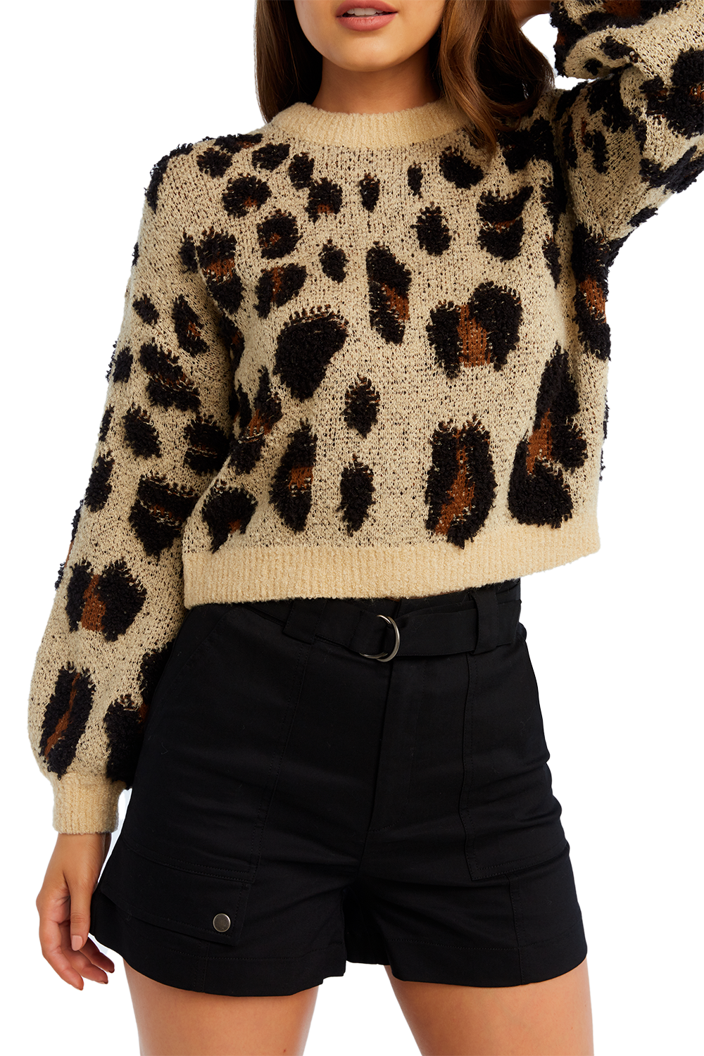 leopard knit crop top