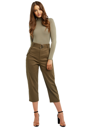 KATJA ROLL NECK BODYSUIT in colour DEEP LICHEN GREEN