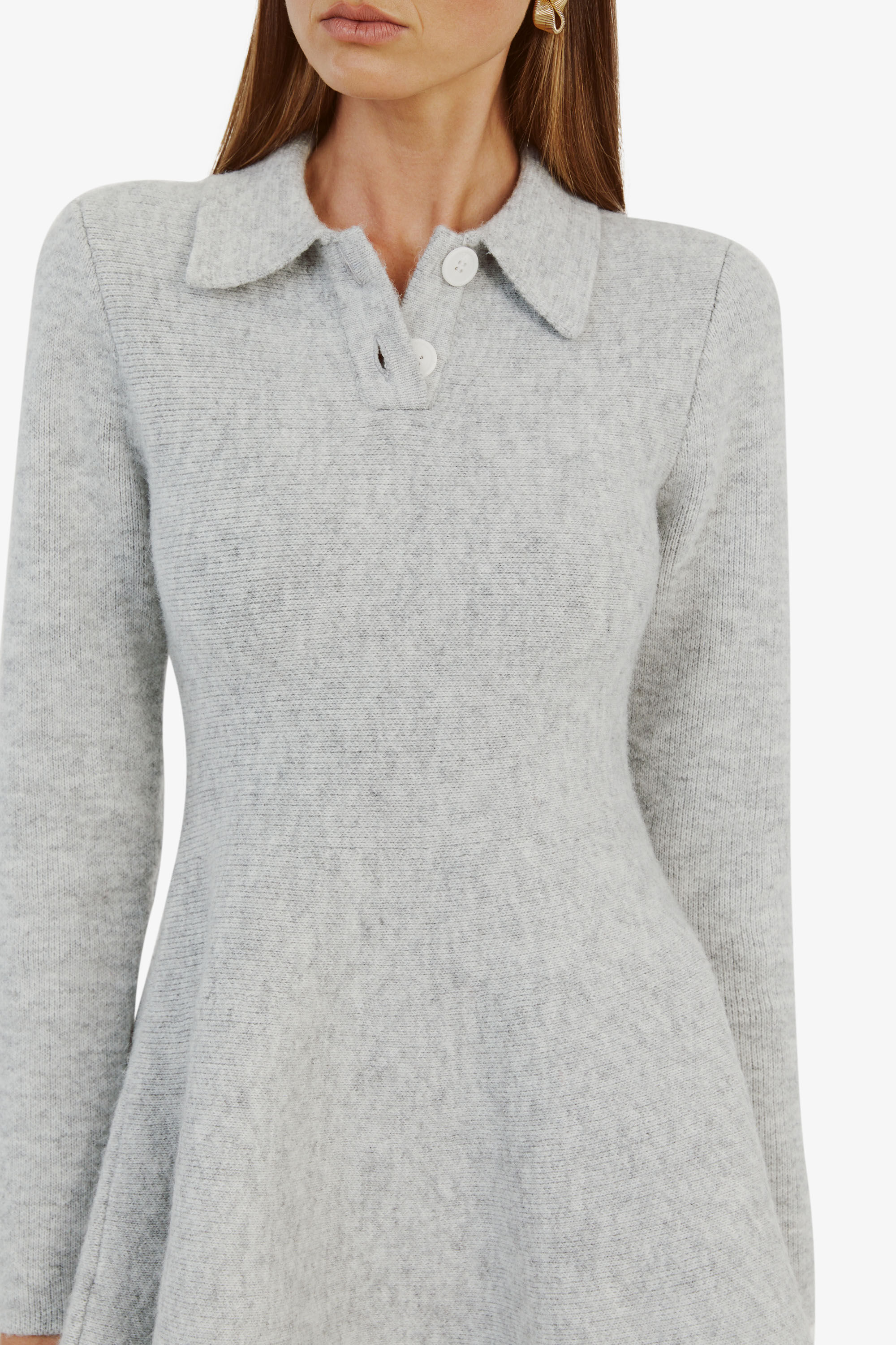 Herlipto Pantheon Checked Knit Dress グレー Proenza Schouler Toni Dress in Textured Knits - Ash Grey