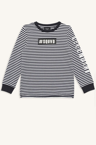 SQUAD STRIPE TOP in colour CLOUD DANCER
