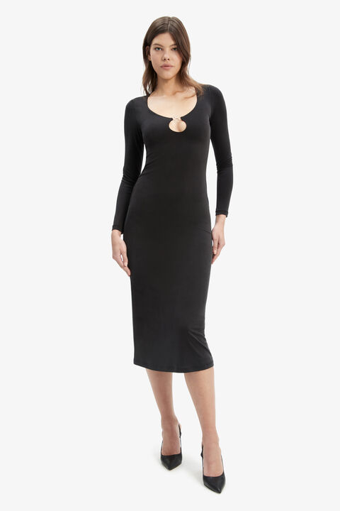 ZANITA MAXI KNIT DRESS in colour CAVIAR