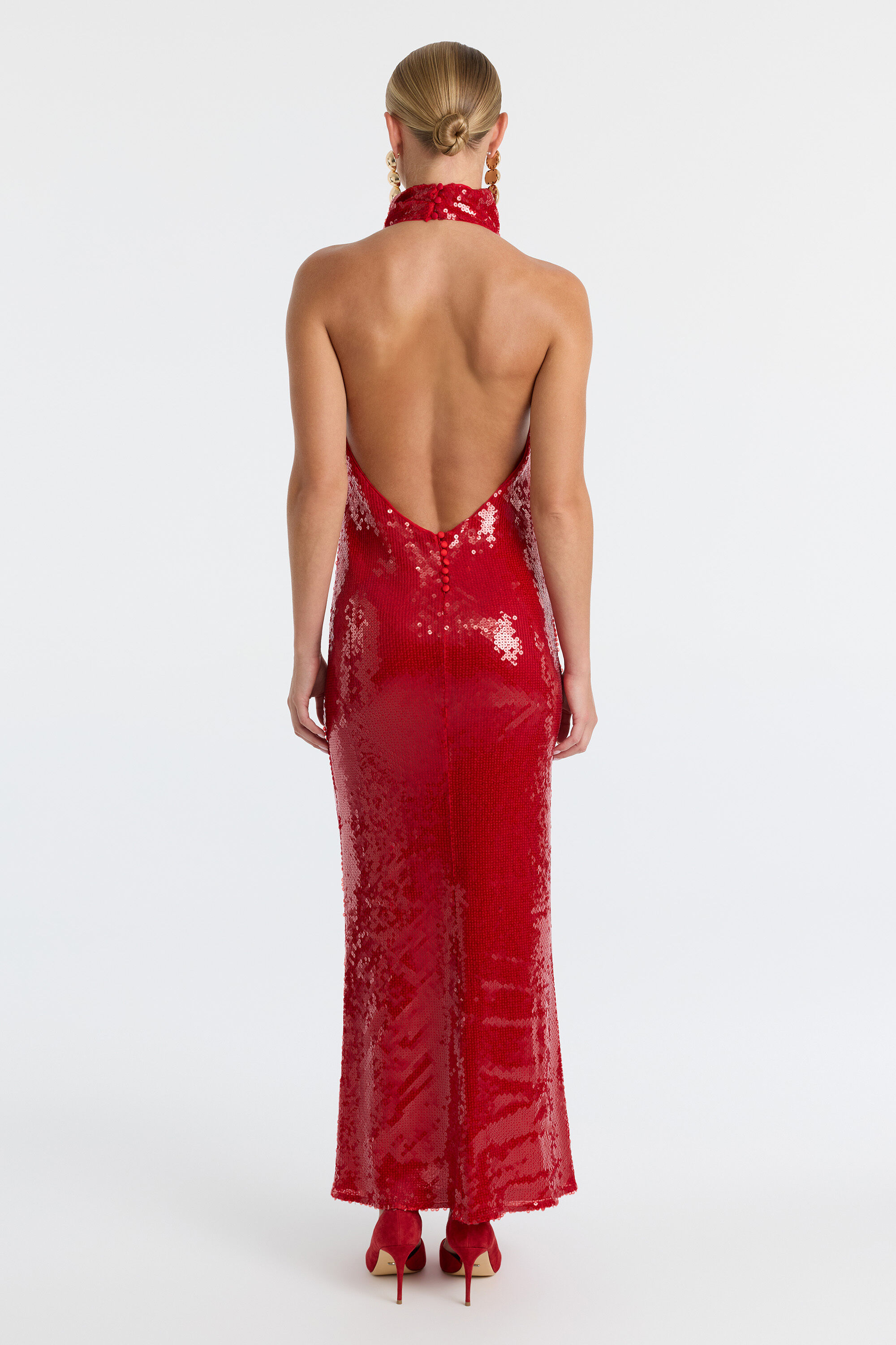 Eryn Sequin Maxi Dress In Deep Red | Bardot Eryn Sequin Maxi Dress In Deep Red | Bardot