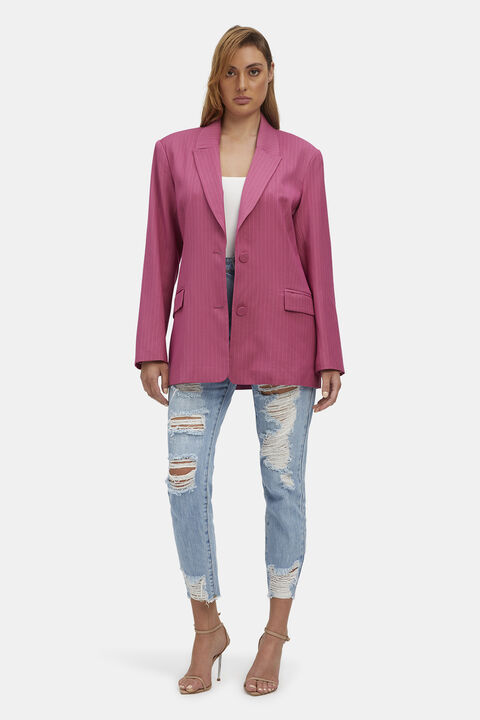 PIN STRIPE BLAZER in colour WILD ORCHID