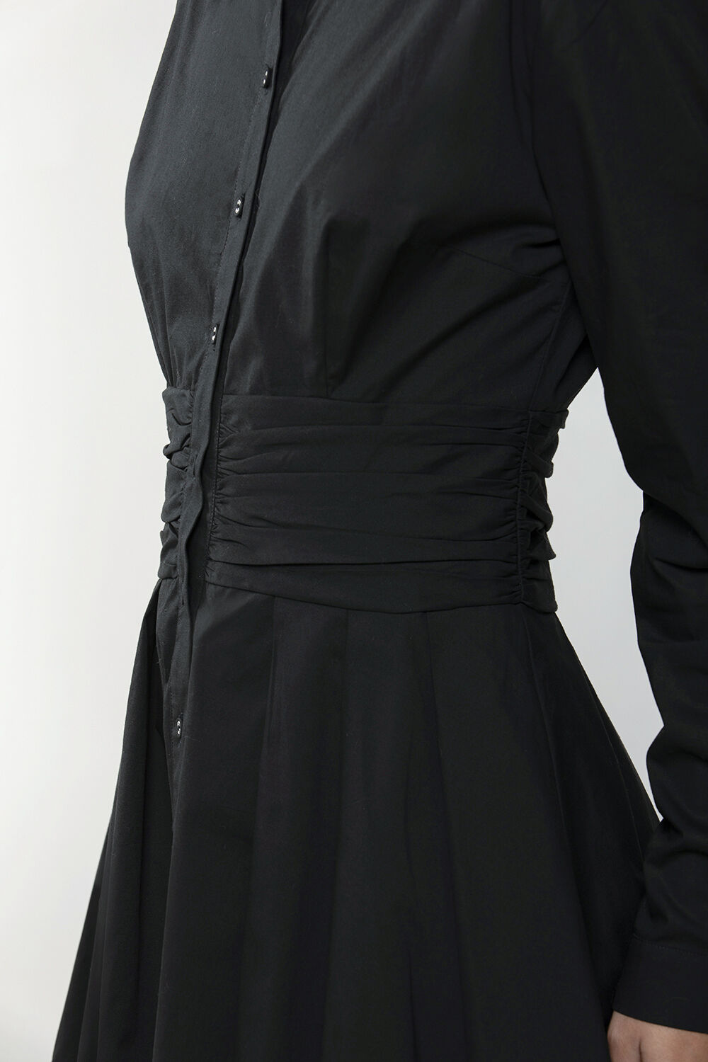 LEONI MINI SHIRT DRESS in colour CAVIAR