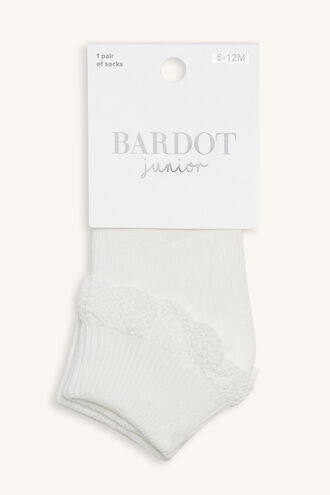 COTTON FRILL SOCK in colour WHITE ALYSSUM