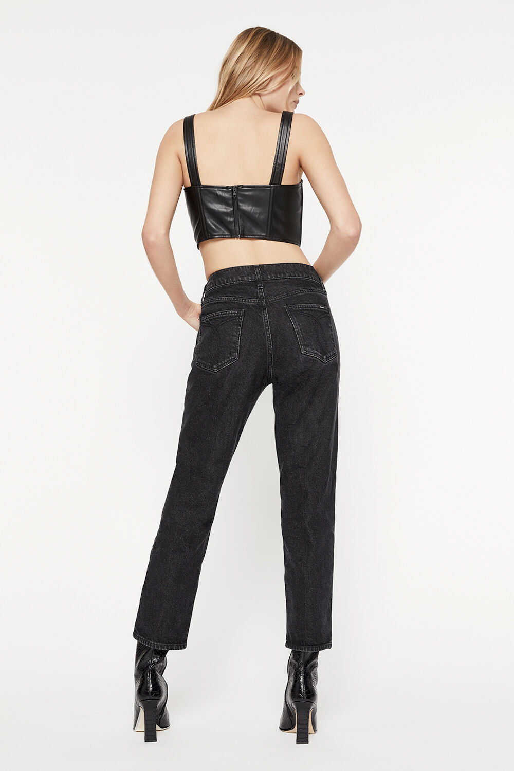 VEGAN LEATHER CORSET BUSTIER in colour CAVIAR