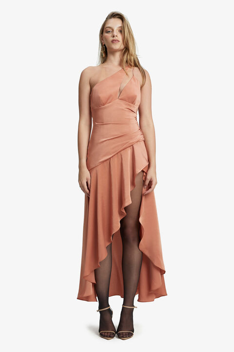 FAYE ONE SHOULDER MAXI DRESS in colour CORAL REEF
